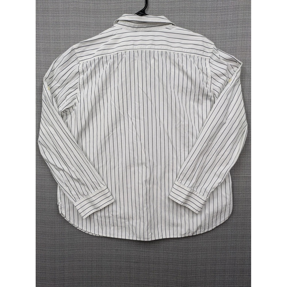 Lauren Jeans Co. Shirt Womens XL White Stripe Button Up Long Sleeve Cotton - Picture 3 of 8